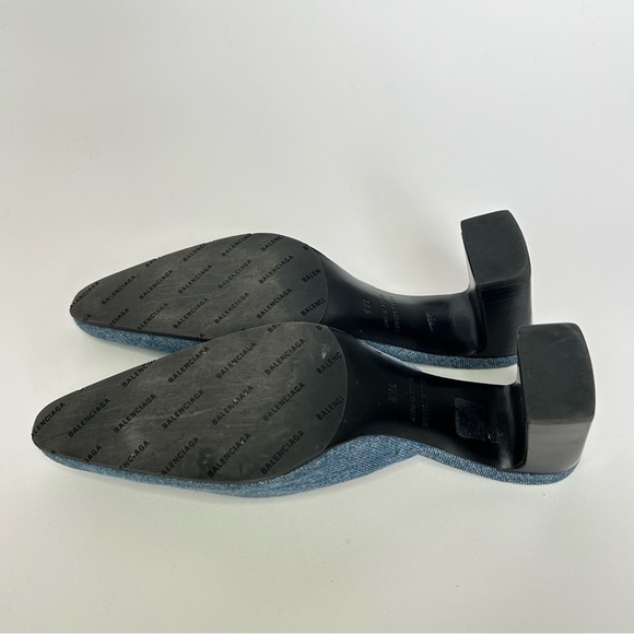 Balenciaga Blue Denim Mules Almond Toe size 37.5 - Picture 8 of 9